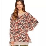 Free People Go On Get Floral Multicolor Oversized Crewneck Sweatshirt Tan Red Photo 7