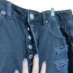 American Eagle  Black High Rise Buttom Up Distressed Mini Skirt Size‎ 12 Photo 4