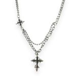 Cross Pendant Necklace for Men Women Streetwear Punk Hip Hop Unisex Style Silver Photo 0
