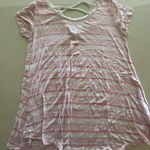 Pink republic  Pink Striped Short Sleeve Shirt Size Large Women's Casual Top Photo 0