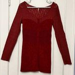 Free People  blouse tunic crimson red size medium boho lace sheer corset Photo 0
