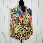 Simon Chang Floral Animal Print Over Mesh Hooded Jacket Size S Full Zip Photo 7
