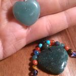 Green Aventurine Stainless Steel Heart Pendant Necklace and Heart Charm Keychain Photo 12