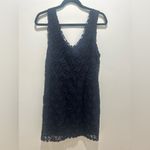 Joie  Navy Blue Floral Lace Sleeve less mini Cocktail dress Size Large Made India Photo 2