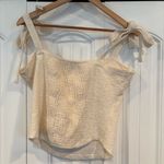 Maeve Anthropologie  Cream Structured Tie Tank‎ Top Size Large Photo 2