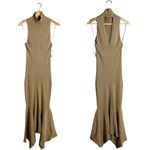 Anthropologie NWT  Mock Neck Midi Dress Women's Small Cedar Tan Sleeveless Knit Photo 5