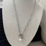 925 Sterling Silver Pearl Pendant Holder Necklace Paper Clip Womens Jewelry Photo 3