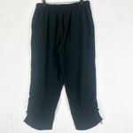 Habitat  Ruched Ankle Crop Pants Size Medium Pull On Black Crinkle Gauze Pockets Photo 1