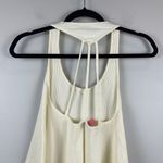 Farm Rio  Tank Top Women P XS Ivory Ribbed Halter Strap Asymmetrical Beachy Flowy Photo 2