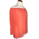 Sanctuary Peachy Orange Off Shoulder Semi-Sheer 3/4 Sleeve Flowy Loose Fit Top M Photo 2