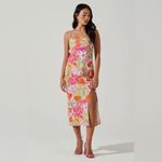 ASTR  Gabriella Midi Dress in Orange Purple Multi Size Small NWT Photo 7