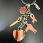 HAIR CUTTERY Hairdresser Hair Tech Themed Charm Key Ring Keychain Silver Photo 2