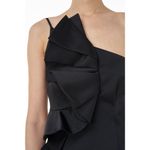 AMUR Hallie Satin Ruffle Mini Dress Black Womens Size 0 Photo 2