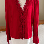 St. John Vibrant evening by Marie gray Red Knit cardigan sweater size 14 Photo 0
