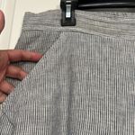 Max Studio  Navy White Stripe Cropped Bohemian Linen Pants Size XL EUC #DS-0330 Photo 2