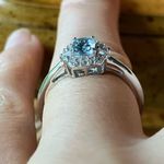 Natural Aquamarine Sterling Silver Halo Ring Size 6 Photo 1