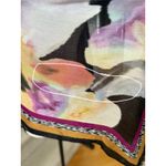 Chico's  Black Orange Purple Orchid Floral Print Shawl Wrap Scarf Photo 2