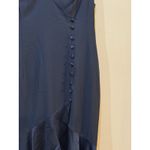Adrianna Papell ADRIANA PAPELL Navy Satin Crepe Button High-Low Gown Size 10 Photo 5