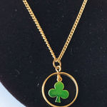 None Vintage Gold Tone Irish Lucky Clover Necklace Photo 0