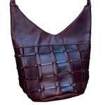 Brown Leather Mahogany Basket Weave Purse Made in Mexico Photo 0