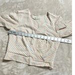 Sachin + Babi Jamie Top Women's 2 Ivory Striped Wrap Blouse Long Sleeve V-Neck Photo 9