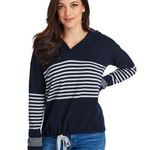 Vineyard Vines Striped Hoodie Sweater Wool Cashmere Navy Gray Stripe Womens XS Photo 0