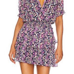 Amanda Uprichard  Purple Blue Geometric Tiered Ruffle Dress LARGE‎ Photo 0