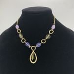 Lia Sophia  Purple Faux Jade w/gold tone chain Photo 1