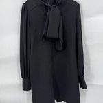 Toccin Black Now Tie Neck Zip Back Long Sleeve Modest Women 0 Dress Dark Peasant Photo 2