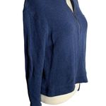 Liz Wear Vintage 90s  Quarter Zip Shirt S Blue Ribbed Knit Pocket Long Sleeves Photo 4