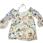 Tobi  floral blouse size medium off shoulder ruffled sleeves lined Photo 1