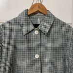 ZARA  Women's Green and Blue Checkered Plaid Trench Coat Sz L Photo 4