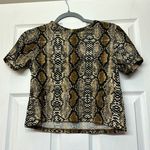 Harper Wren Snakeskin Cropped Tee Shirt Brown Photo 1