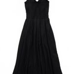 American Eagle AE V-Neck Smocked Bodice Midi Dress  Black Large Photo 2