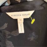 Rebecca Taylor Blouse Violet Floral Silk Satin Burnout Scarf Neck Top Sz 10 EUC Photo 10