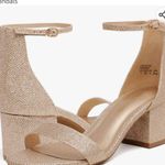 Gold heels sandals with glitter size 7 . 1 inch chunky heel , super comfortable Photo 3