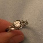 Womens Finger Ring Size 7.5 Zirconia Center Rhinestones Silver Tone Costume Photo 6