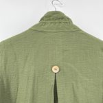 John Mark  Olive Green Textured Button Front Shirt Tunic Top Size Small Roll Tab Photo 5
