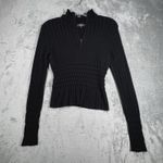 Nils Sweater Womens Small Black Peplum Style Ribbed Preppy Neutral Minimalist Photo 1