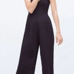 ZARA  WB Navy Blue Strappy Sleeveless Cropped Jumpsuit Cut Outs Medium Photo 0