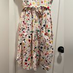 Samantha Sung White Splatter Paint Multicolor Sleeveless Midi Dress Size 8 Pink Photo 5