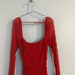 Oh Polly  red midi beaded longsleeve dress size US 6 Photo 6