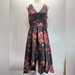 Eliza J Dark Gray and Rose Floral High Low Sleeveless Whimsigoth Formal Dress by  Photo 4