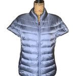 Martha Stewart Dusty Blue Down Insulated Zip Puffer Vest Short Sleeve Jacket M Size M Photo 0