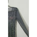 Free People NEW  Women's Navy Filter Finish Long Sleeve Metallic Mesh Small Punk Photo 7