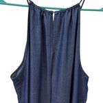 Mlle Gabrielle  Blue Chambray Blue Jean Look Keyhole Sleeveless Midi Dress Medium Photo 9