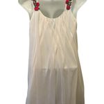 VTG 60’s Beau Monde Chiffon Babydoll Short Gown Rose Appliqué White Sz S Sexy Photo 2