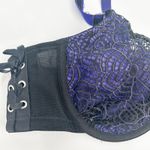 Ashley Graham Womens Goth Lace Whimsigoth Corset Detail Balconette Bra Size 38C Black Photo 1