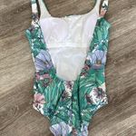 Tory Burch printed tank one-piece swimsuit hibiscus floral flower green XS Photo 2