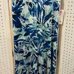 Pretty Young Thing Maxi Pants Blue Tropical Leaf Print Elastic Waist L Size L Photo 0